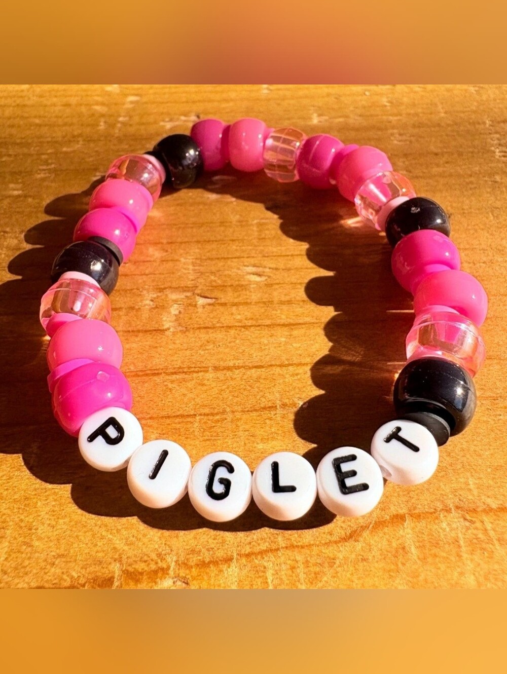 Disney Winnie The Pooh 'Piglet' Inspired Handmade Clay Beaded Kandi Bracelet